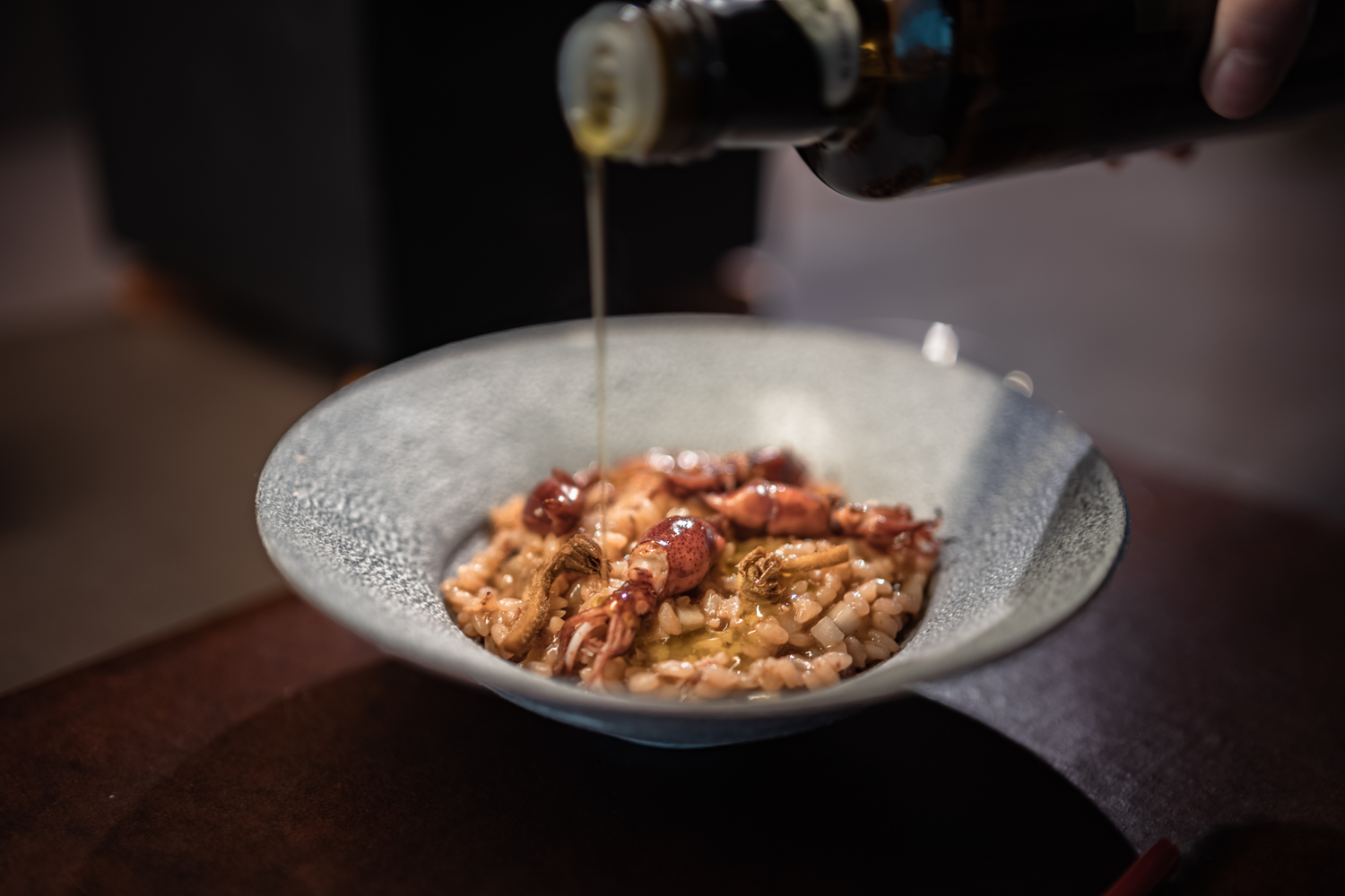 Japanese-style risotto with firefly squid and udo (Aralia cordata)