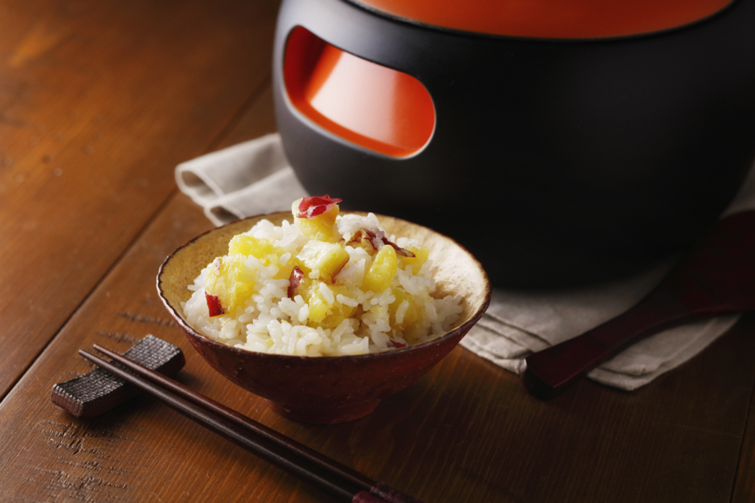 Buttered Rice with Whole Sweet Potato