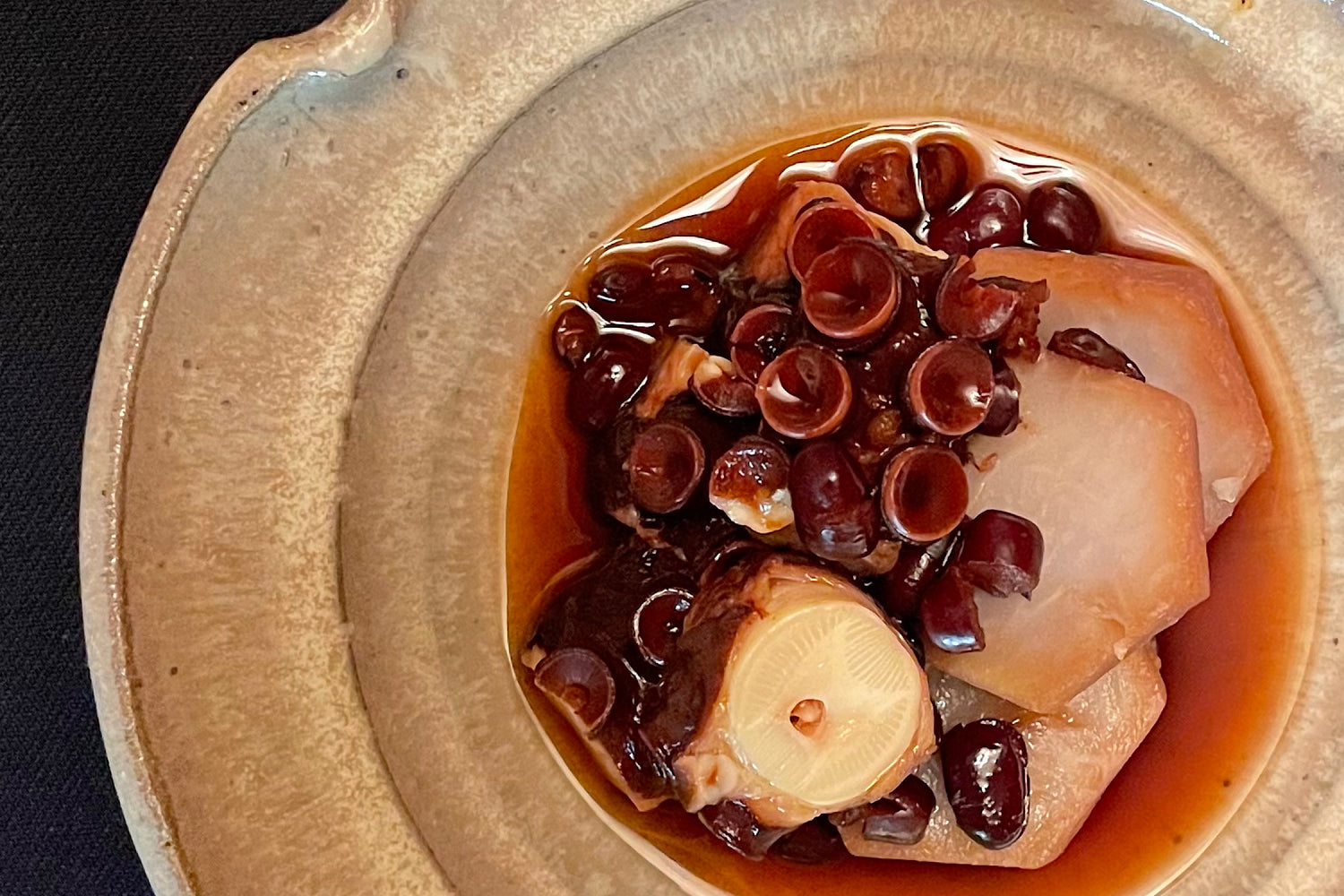 Octopus and taro simmered in azuki beans